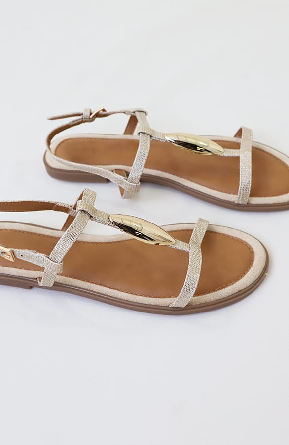 Classic Luxury T-Strap Sandals Beige – schoenen — foto 4