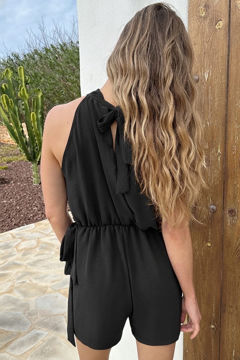 Elfie Halter Playsuit Zwart – jumpsuits & playsuits — foto 3