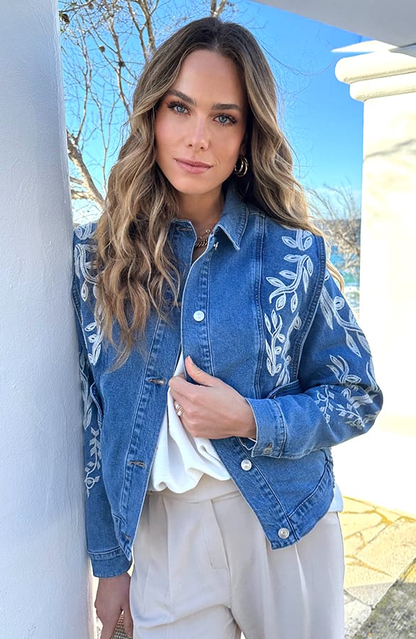 Exclusive Leaves Denim Jacket – jassen — foto 6