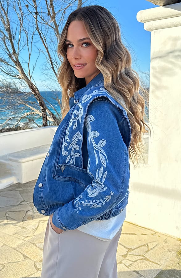 Exclusive Leaves Denim Jacket – jassen — foto 3