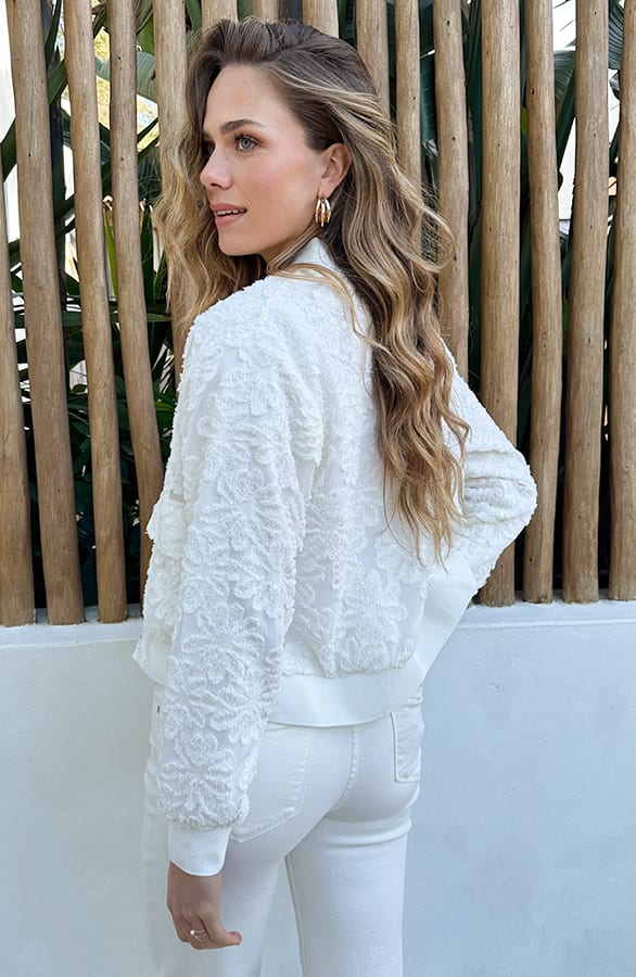 Floral Texture Bomber Jacket Ecru – vesten — foto 3