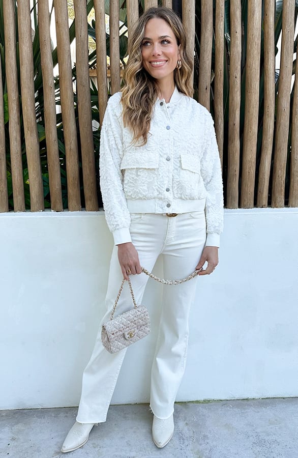 Floral Texture Bomber Jacket Ecru – vesten — foto 4