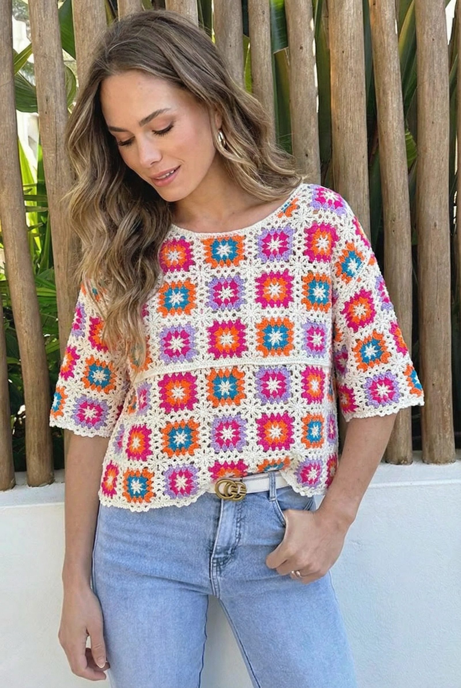 Gehaakte Bohemian Top Korte Multicolor – shirts & tops — foto 4