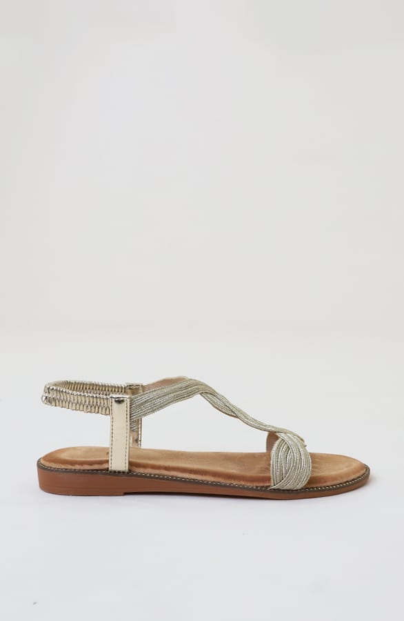 Gevlochten Lurex Sandalen Goud – schoenen — foto 3
