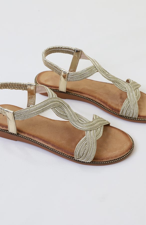 Gevlochten Lurex Sandalen Goud – schoenen — foto 2