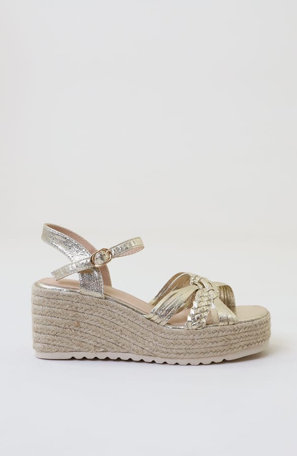 Geweven Espadrille Met Vlecht Details Gold – schoenen — foto 2