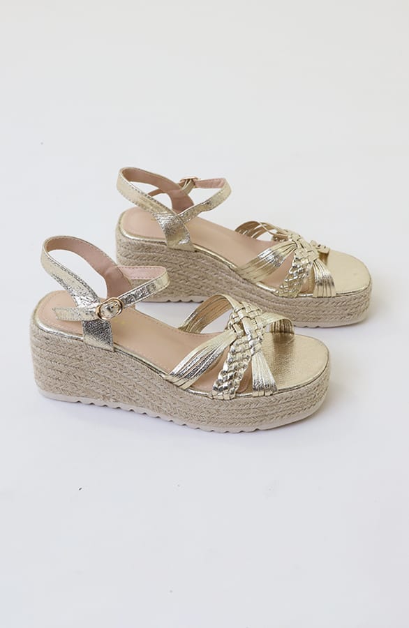 Geweven Espadrille Met Vlecht Details Gold – schoenen — foto 3
