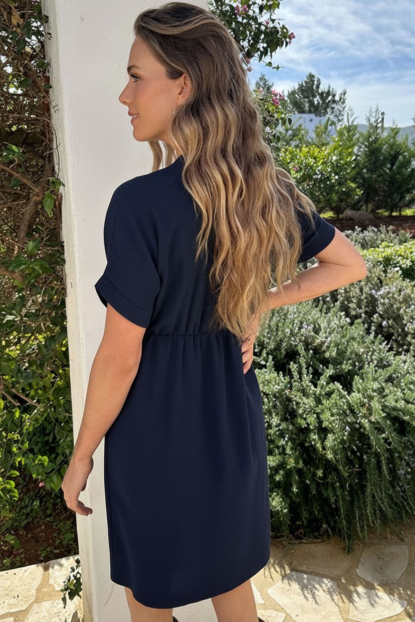 Jurk met V-hals Navy – alle jurkjes — foto 3