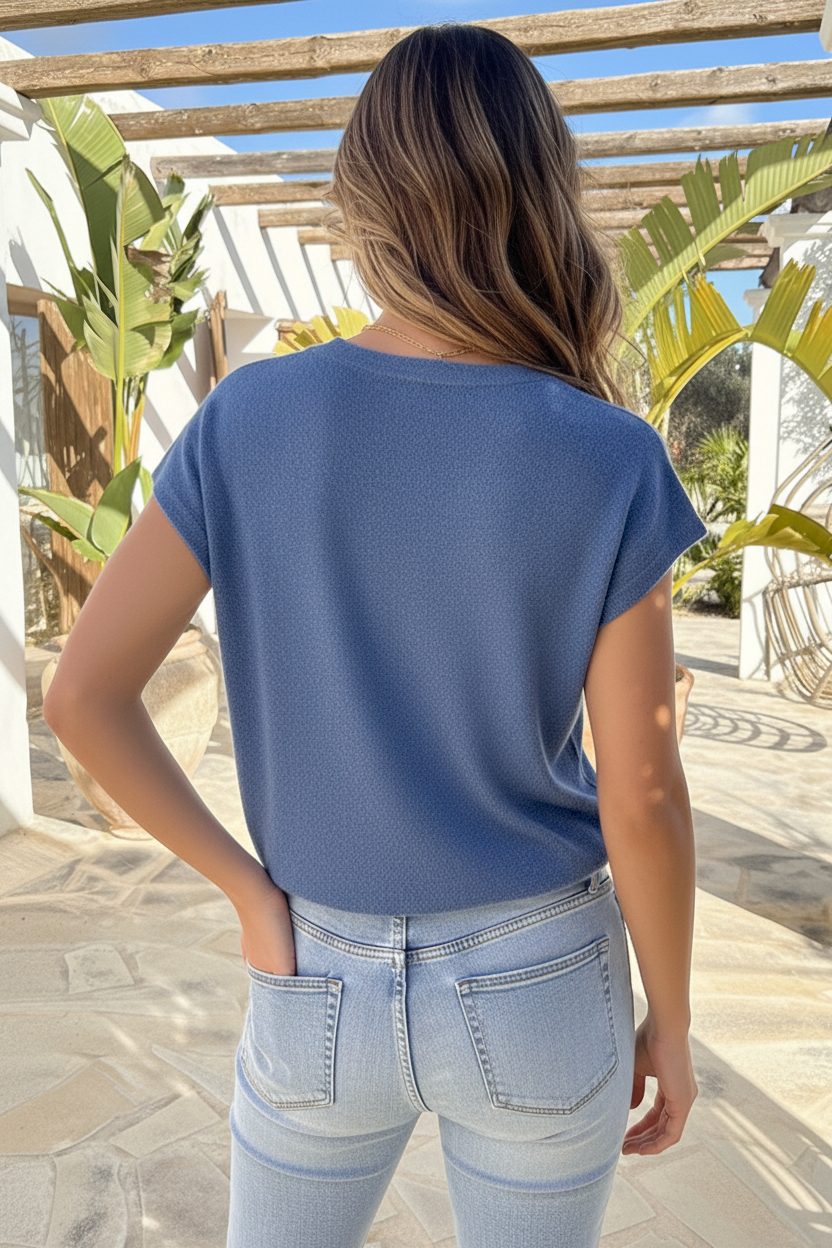 Knitted Button Cardigan Jeans Blue – vesten — foto 3
