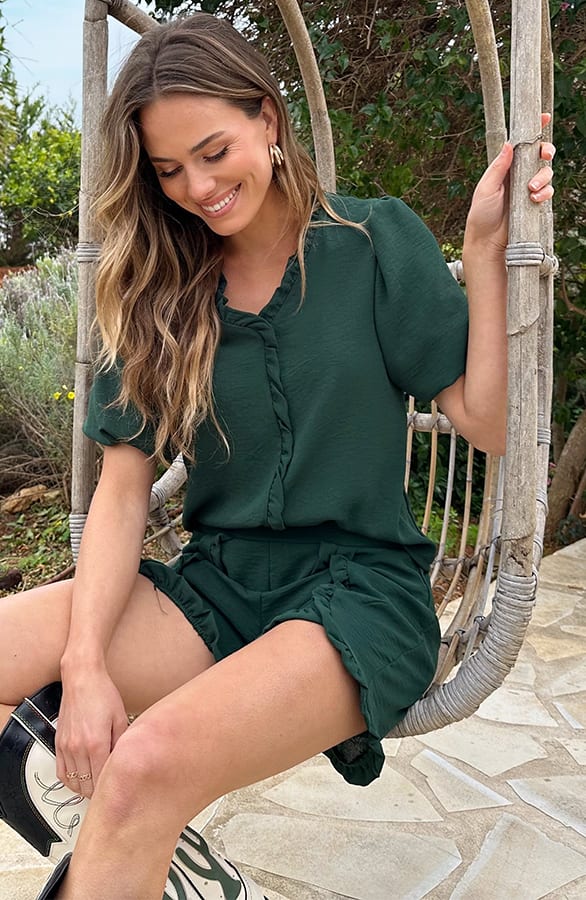 Maevy Ruffle Blouse Emerald – shirts & tops — foto 4