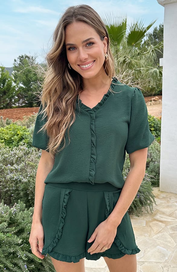 Maevy Ruffle Blouse Emerald – shirts & tops — foto 7