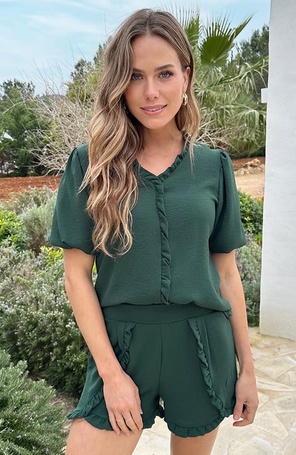 Maevy Ruffle Blouse Emerald – shirts & tops — foto 5