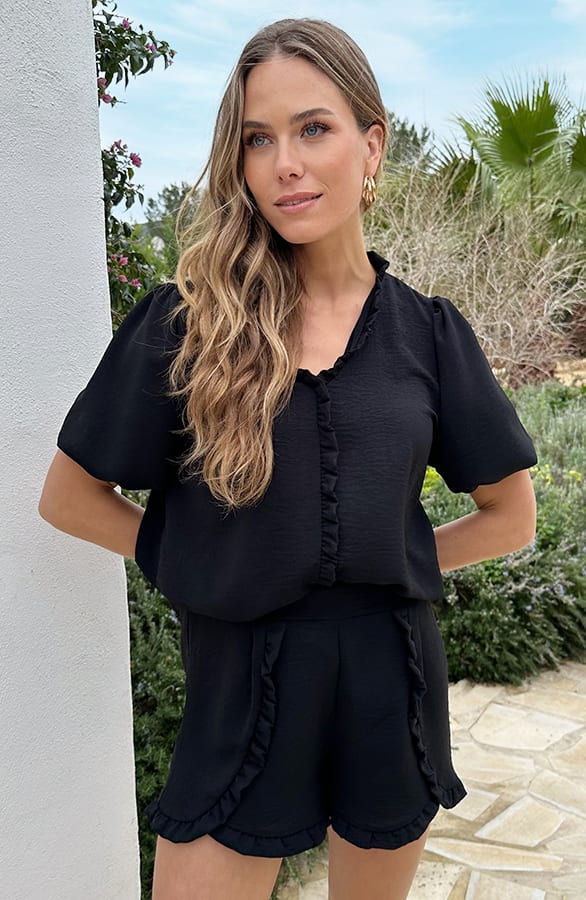 Maevy Ruffle Blouse Zwart – shirts & tops — foto 4
