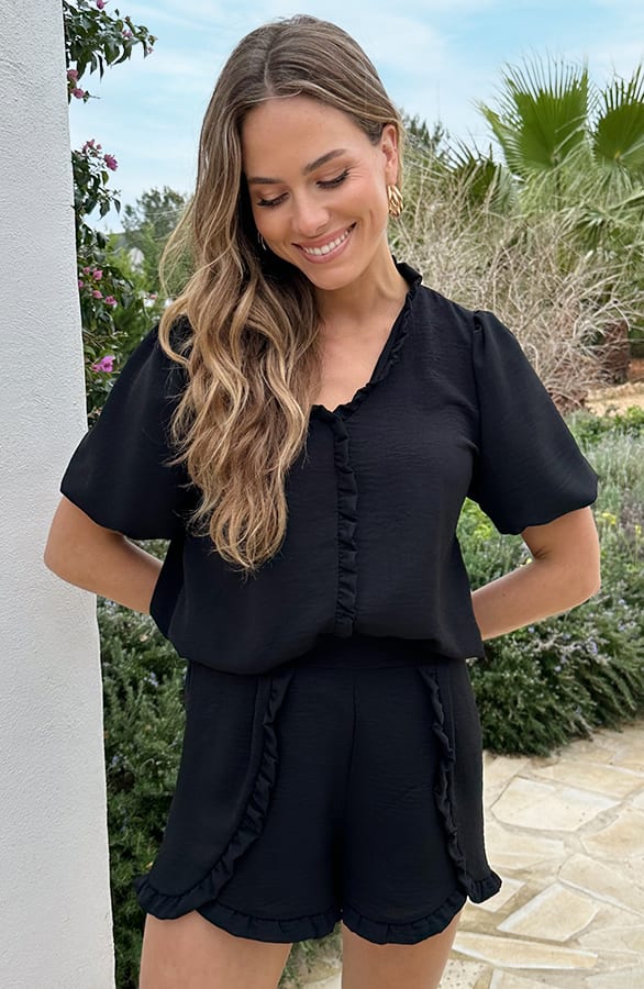 Maevy Ruffle Blouse Zwart