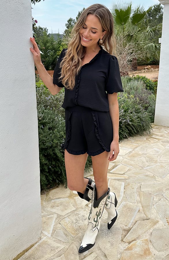 Maevy Ruffle Blouse Zwart – shirts & tops — foto 5