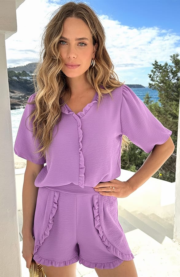 Maevy Ruffle Short Lila – shorts — foto 5