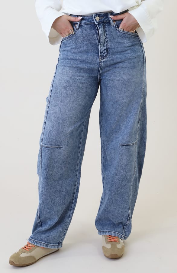 Mid Rise Barrel Jeans Acid Blue — foto 7