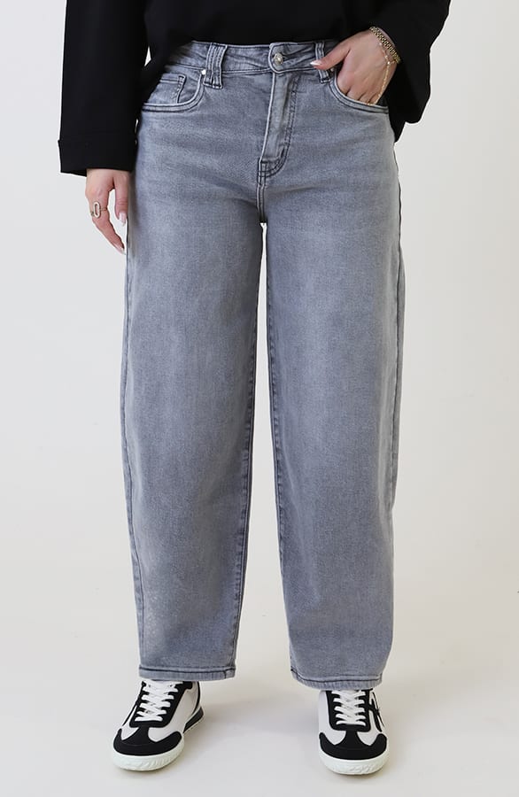 Mid Rise Barrel Jeans Grey — foto 9
