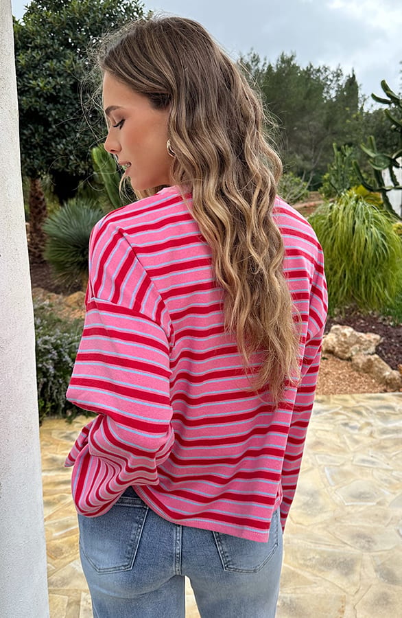 Oversized Gestreepte Katoenen Top Tricolore – shirts & tops — foto 3