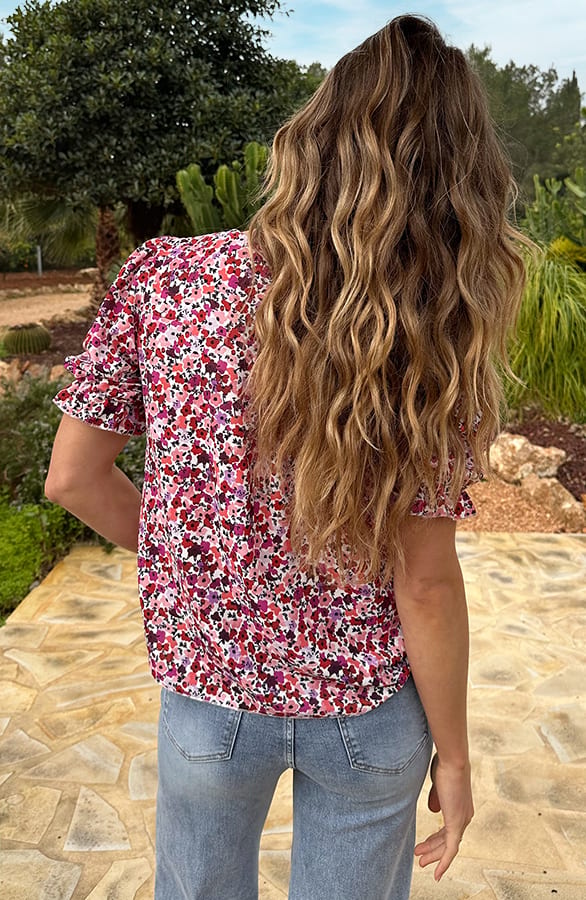 Pofmouwen Top Met Ruffle Demi Print Pink – shirts & tops — foto 4