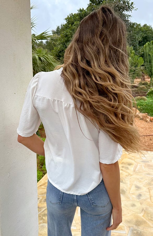 Poppy V-Neck Top Ecru – shirts & tops — foto 3
