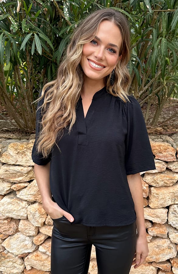 Poppy V-Neck Top Zwart