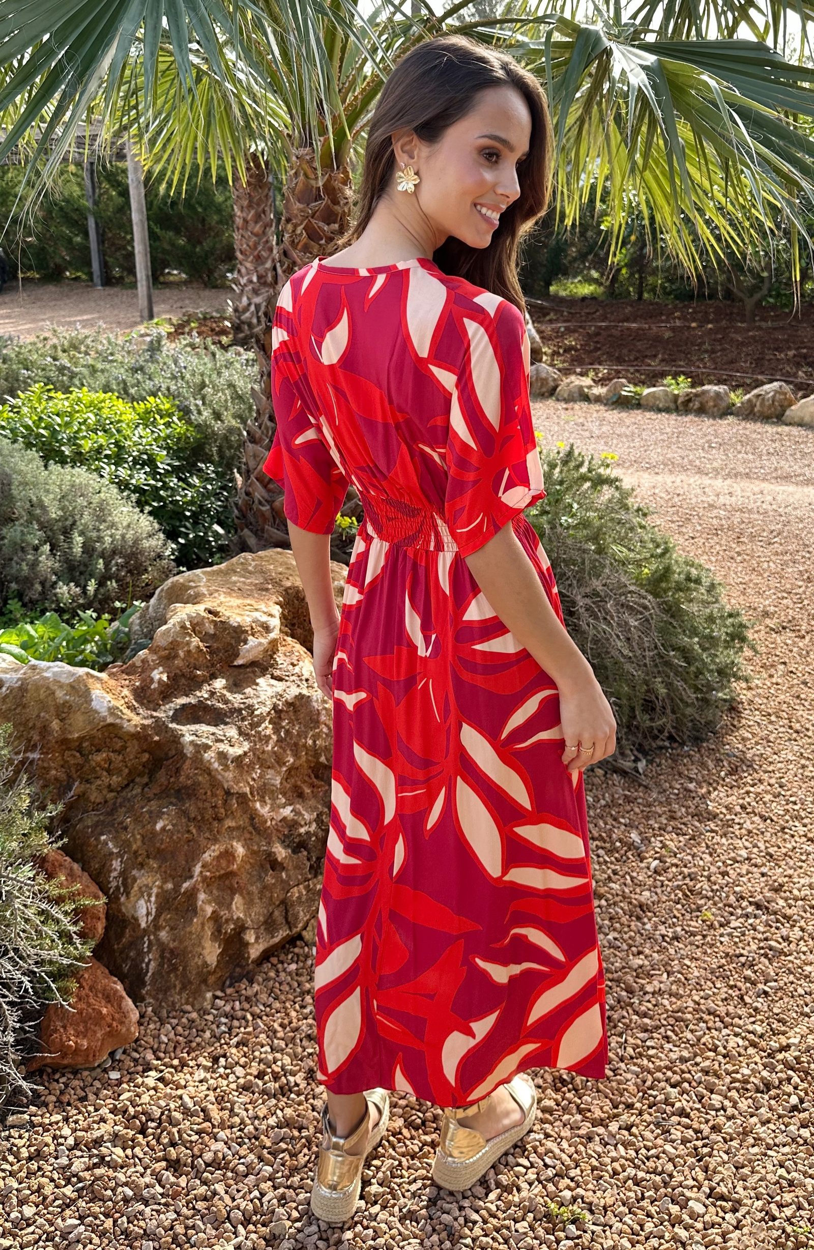 Print Maxi Dress Viscose Oranje – alle jurkjes — foto 3
