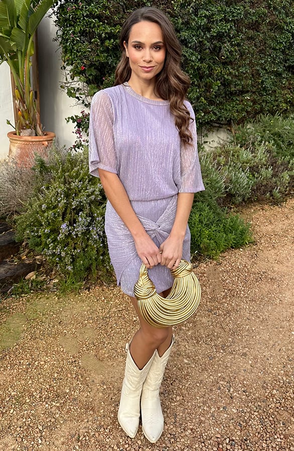 Shimmer Knot Lurex Skirt Lila – kleding — foto 6