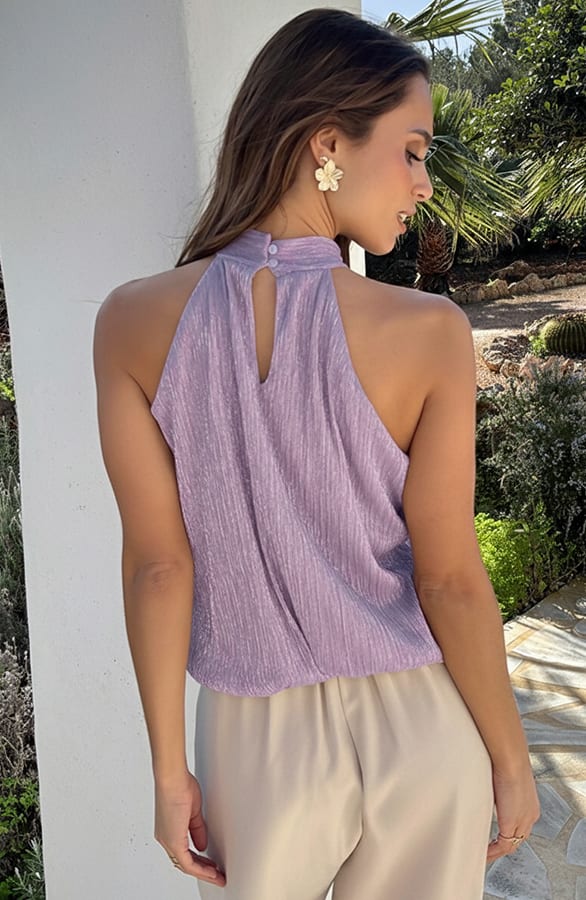 Shiny Lurex Halter Top Lila – shirts & tops — foto 3
