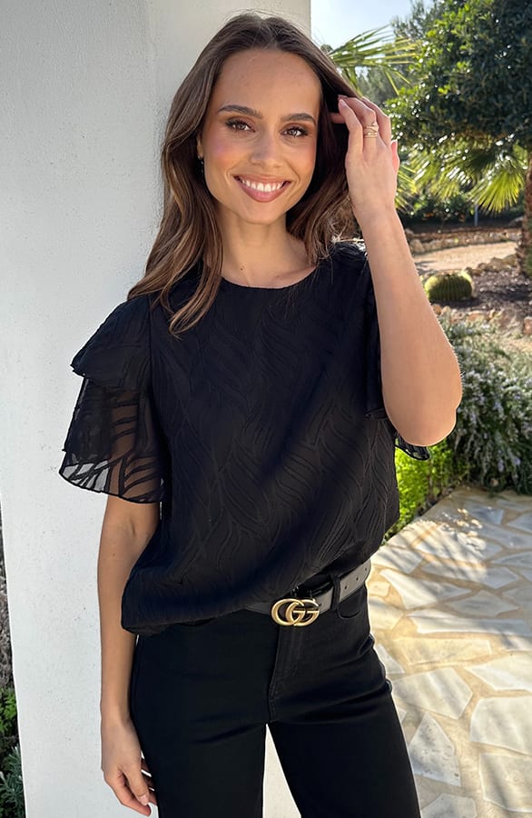 Soft Layers Ruffle Top Black – shirts & tops — foto 2