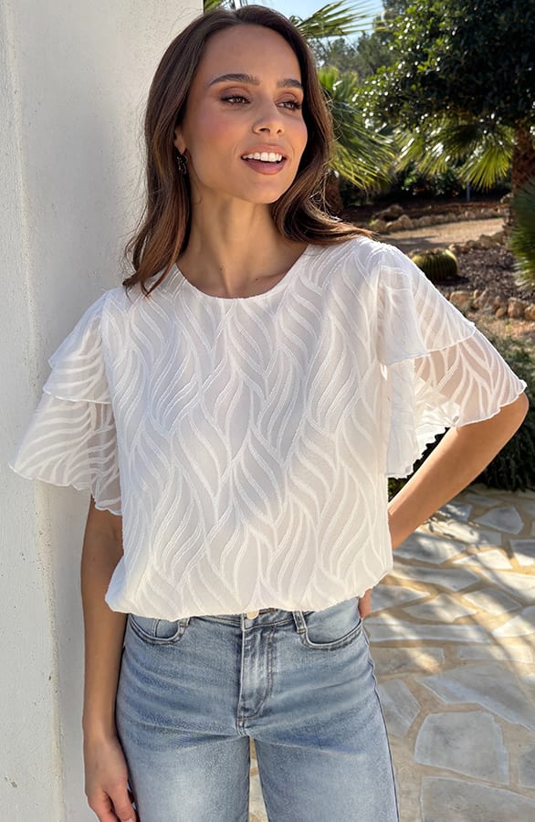 Soft Layers Ruffle Top Ecru – shirts & tops — foto 5