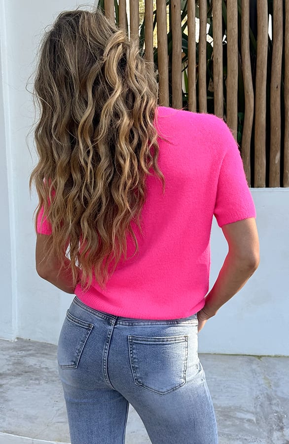Soft Sweater Korte Mouw Evi Neon Roze – shirts & tops — foto 3