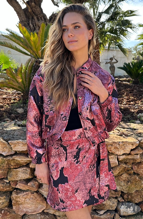 Statement Bomberjacket Lurex Jacquard Roze – blazers — foto 4
