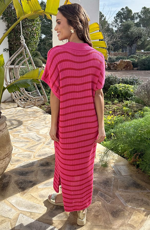 Striped Maxi Dress Fuchsia – alle jurkjes — foto 3