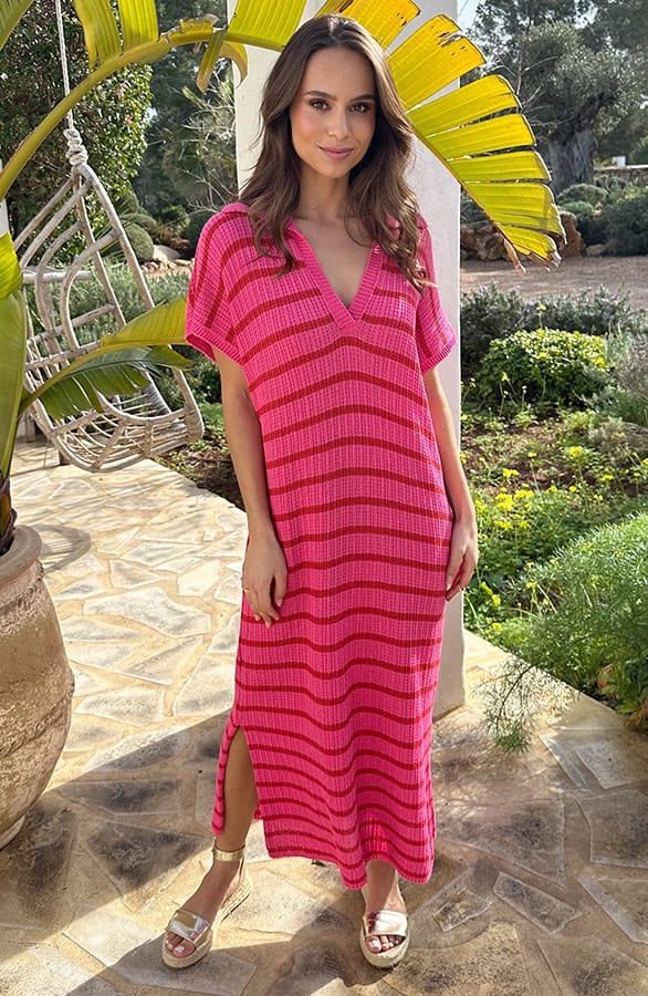 Striped Maxi Dress Fuchsia – alle jurkjes — foto 9