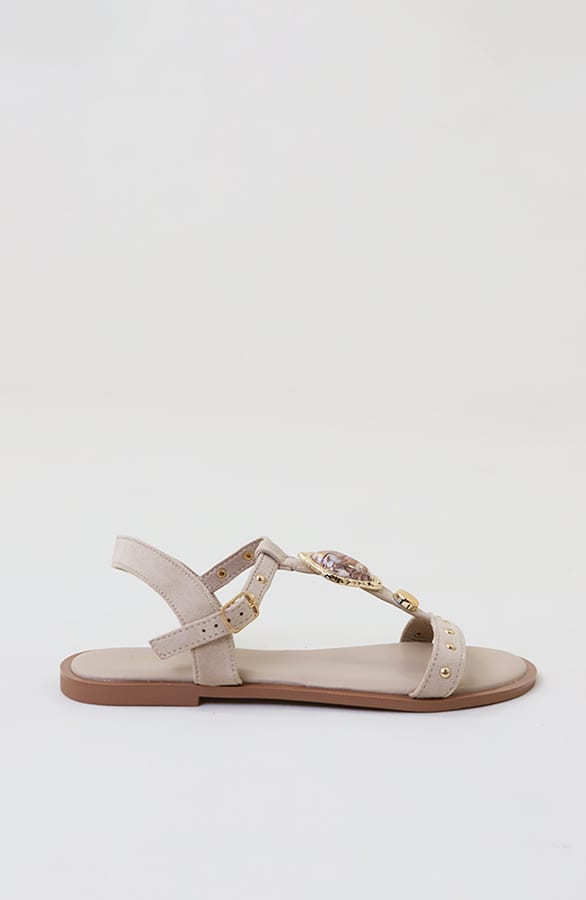 Suede Studs Sandalen Beige – schoenen — foto 2