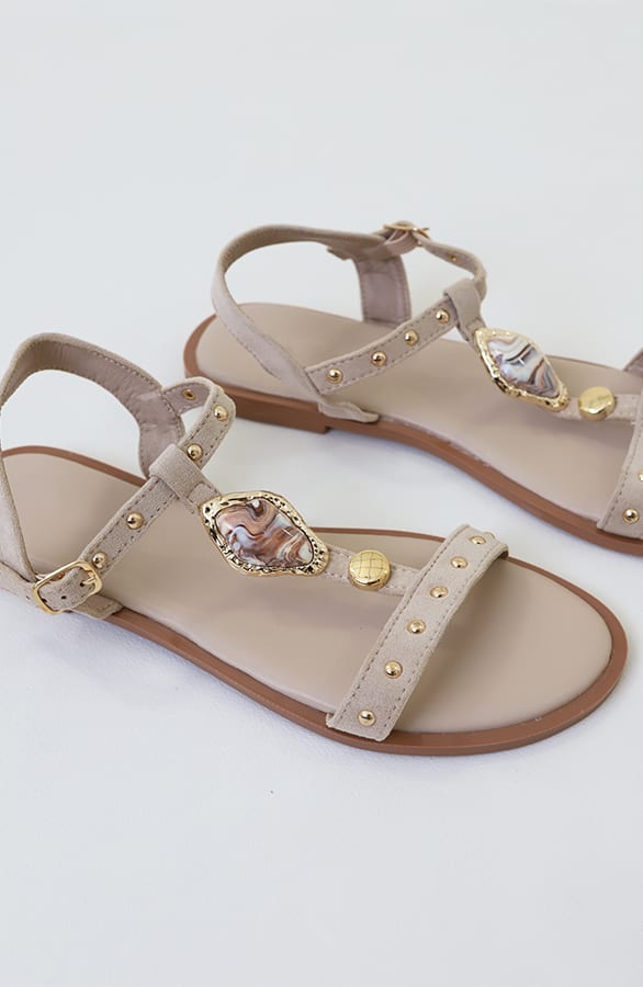 Suede Studs Sandalen Beige – schoenen — foto 3