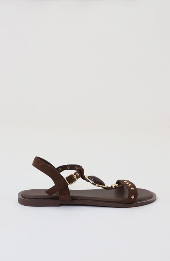 Suede Studs Sandalen Choco – schoenen — foto 2