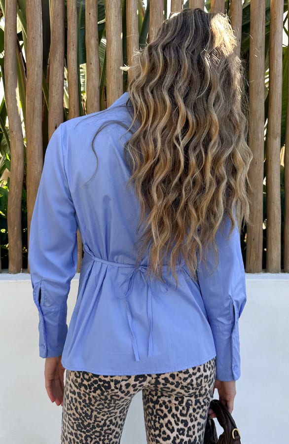Tie Detail Blouse Baby Blue – kleding — foto 4