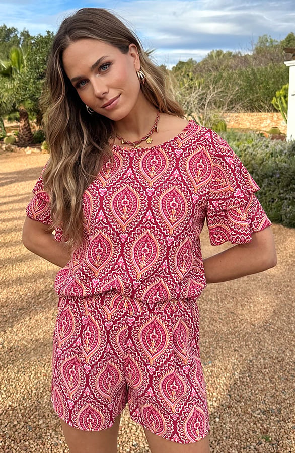 Top Met Ruffle Mouw Lilly Print Rosso – shirts & tops — foto 7