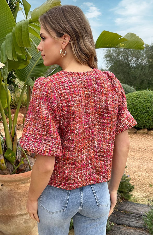 Tweed Puff Sleeve Jacket Orange – blazers — foto 3