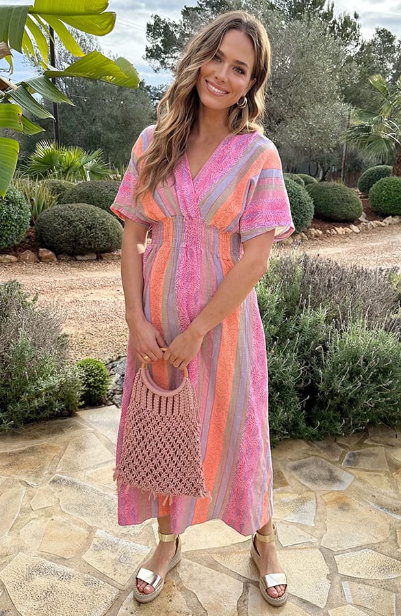 V-Hals Maxi Print Jurk Anouk Kelim Print