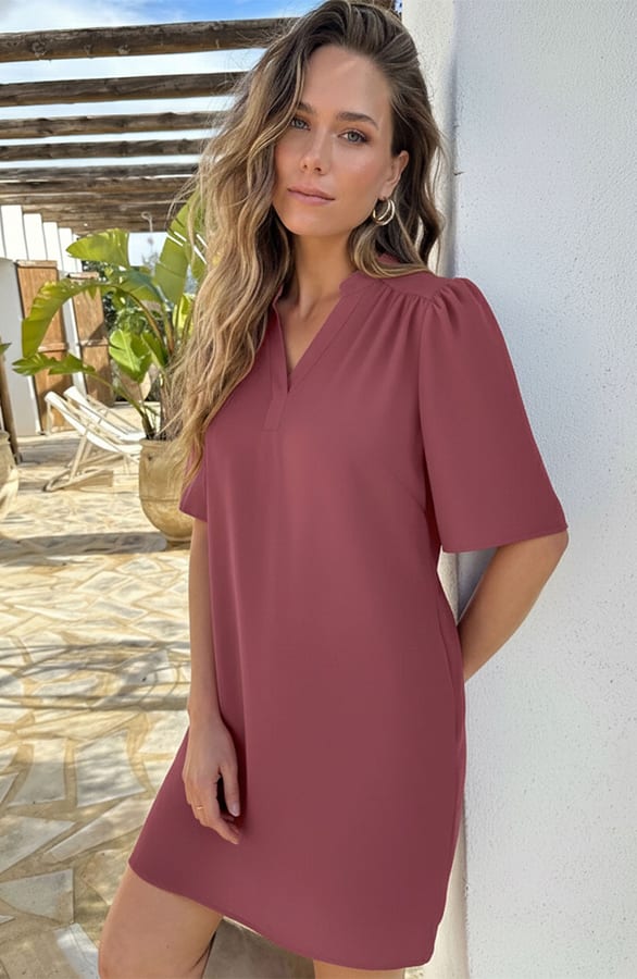 V-Hals Tuniek Met Zakken Dust Roze – alle jurkjes — foto 3