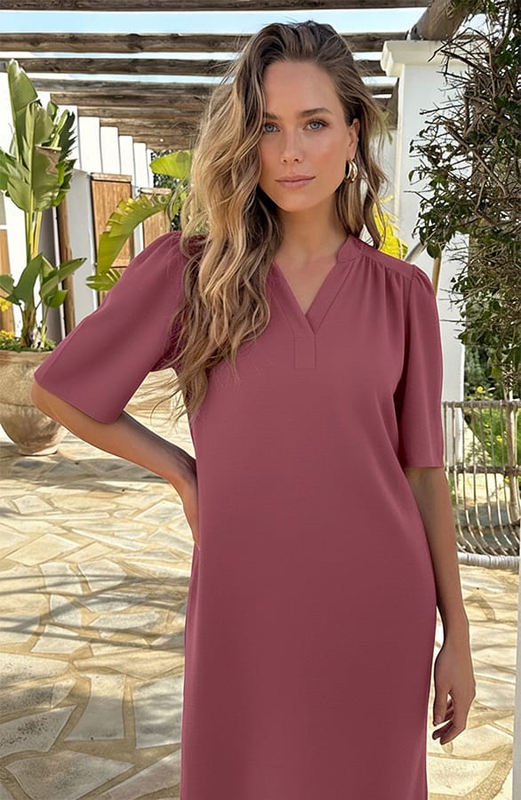V-Hals Tuniek Met Zakken Dust Roze – alle jurkjes — foto 6