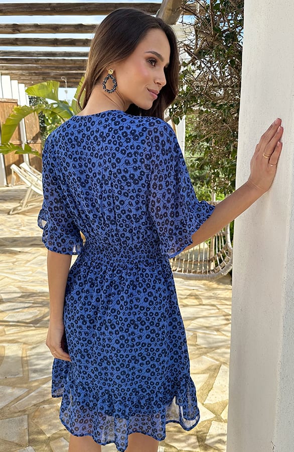 V-Neck Dress Print Heart Blue – alle jurkjes — foto 4