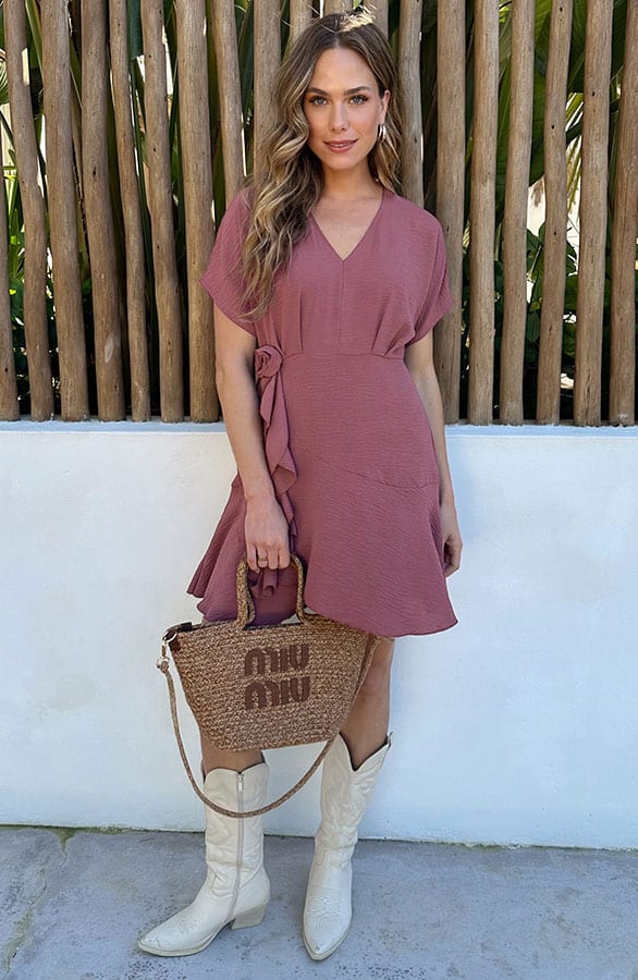 V-Neck Rose Dress Roze – alle jurkjes — foto 4