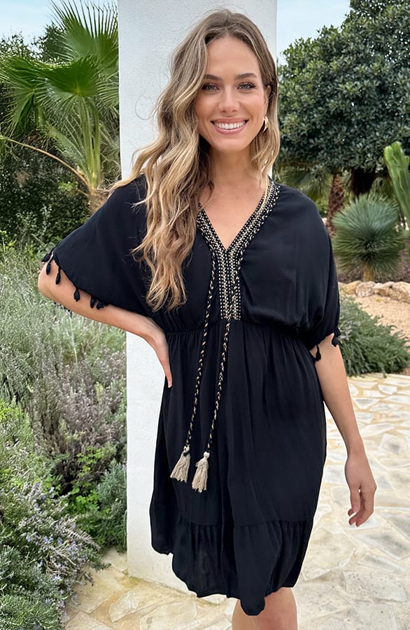 V-hals Lurex Jurk Maris Zwart – alle jurkjes — foto 5