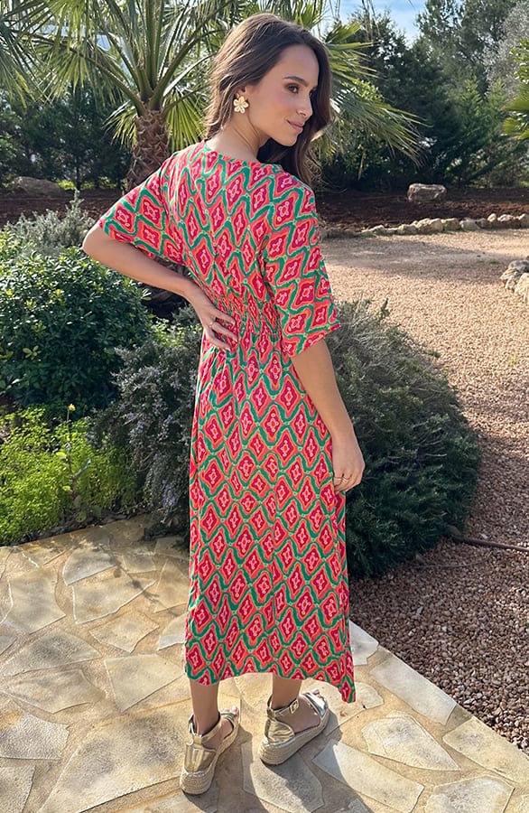 V-hals Maxi Print Jurk Anouk Colorfull Green – alle jurkjes — foto 3