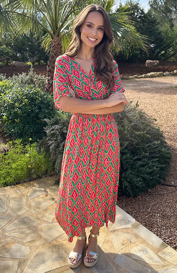 V-hals Maxi Print Jurk Anouk Colorfull Green – alle jurkjes — foto 8
