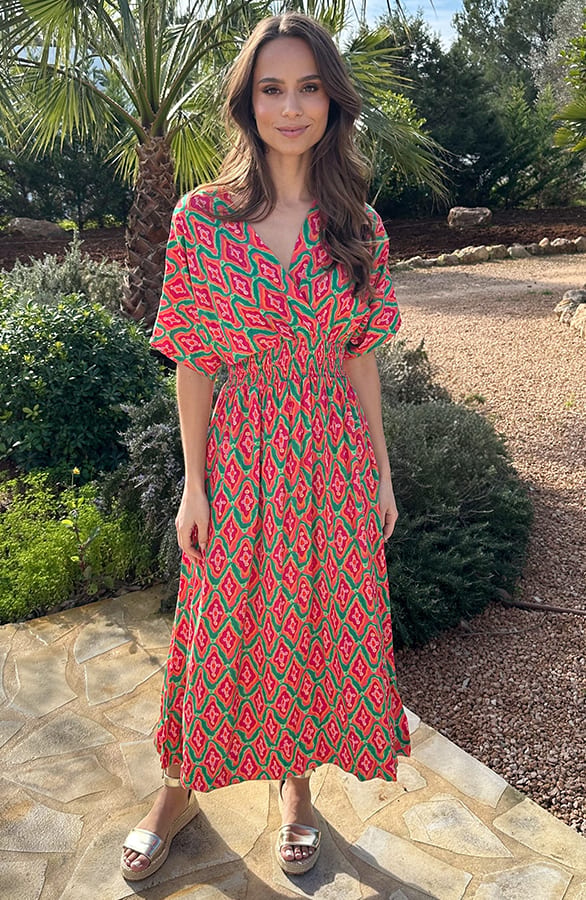 V-hals Maxi Print Jurk Anouk Colorfull Green – alle jurkjes — foto 9